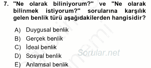 Tüketim Bilinci ve Bilinçli Tüketici 2016 - 2017 Ara Sınavı 7.Soru