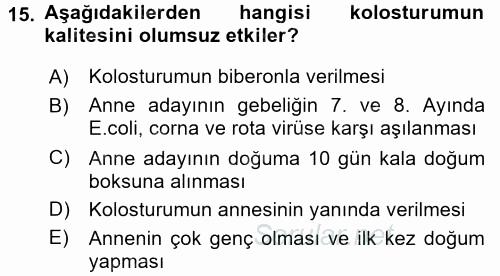 Temel Sürü Sağlığı Yönetimi 2017 - 2018 Dönem Sonu Sınavı 15.Soru