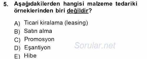 Uluslararası Lojistik 2014 - 2015 Ara Sınavı 5.Soru
