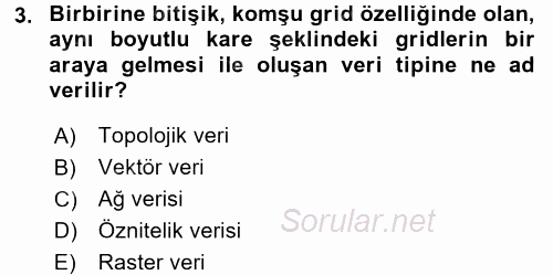 Bilgisayar Destekli Harita Yapımı 2 2016 - 2017 Dönem Sonu Sınavı 3.Soru