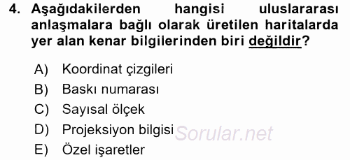 Bilgisayar Destekli Harita Yapımı 2 2016 - 2017 Dönem Sonu Sınavı 4.Soru