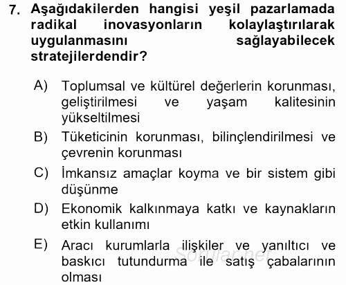 Kurumsal Sosyal Sorumluluk 2016 - 2017 Dönem Sonu Sınavı 7.Soru