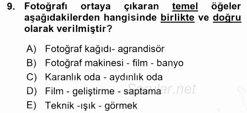 Temel Fotoğrafçılık 2015 - 2016 Ara Sınavı 9.Soru