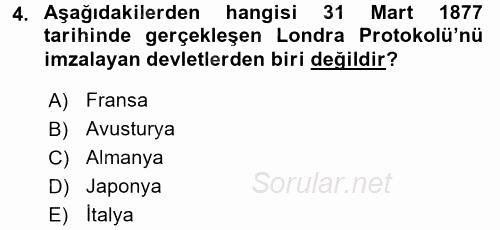 Osmanlı Tarihi (1876–1918) 2017 - 2018 Ara Sınavı 4.Soru