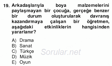 Okul, Aile Ve Çevre İş Birliği 2012 - 2013 Ara Sınavı 19.Soru