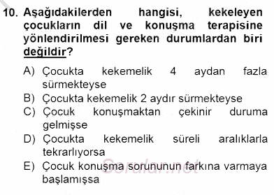 Erken Çocukluk Döneminde Gelişim 2 2014 - 2015 Ara Sınavı 10.Soru