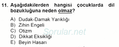 Erken Çocukluk Döneminde Gelişim 2 2014 - 2015 Ara Sınavı 11.Soru