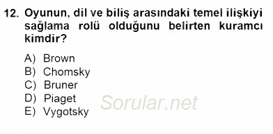 Erken Çocukluk Döneminde Gelişim 2 2014 - 2015 Ara Sınavı 12.Soru