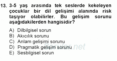 Erken Çocukluk Döneminde Gelişim 2 2014 - 2015 Ara Sınavı 13.Soru