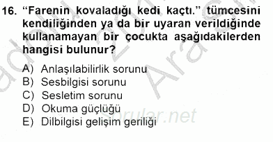 Erken Çocukluk Döneminde Gelişim 2 2014 - 2015 Ara Sınavı 16.Soru