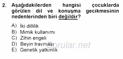 Erken Çocukluk Döneminde Gelişim 2 2014 - 2015 Ara Sınavı 2.Soru