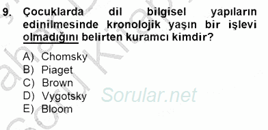 Erken Çocukluk Döneminde Gelişim 2 2014 - 2015 Ara Sınavı 9.Soru
