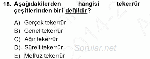 Vergi Ceza Hukuku 2014 - 2015 Ara Sınavı 18.Soru