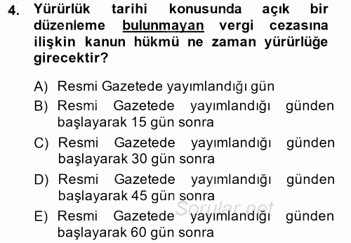 Vergi Ceza Hukuku 2014 - 2015 Ara Sınavı 4.Soru