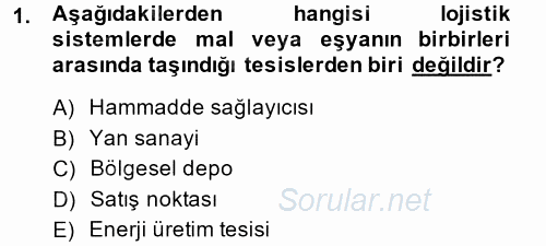 Uluslararası Lojistik 2013 - 2014 Ara Sınavı 1.Soru