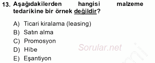 Uluslararası Lojistik 2013 - 2014 Ara Sınavı 13.Soru