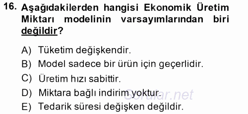 Uluslararası Lojistik 2013 - 2014 Ara Sınavı 16.Soru