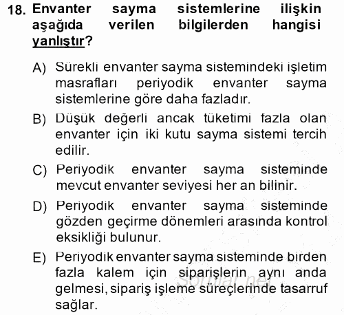 Uluslararası Lojistik 2013 - 2014 Ara Sınavı 18.Soru