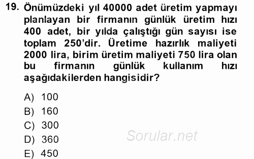 Uluslararası Lojistik 2013 - 2014 Ara Sınavı 19.Soru