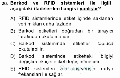 Uluslararası Lojistik 2013 - 2014 Ara Sınavı 20.Soru