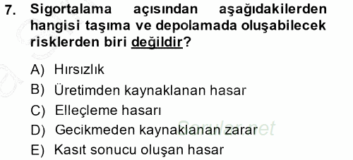 Uluslararası Lojistik 2013 - 2014 Ara Sınavı 7.Soru