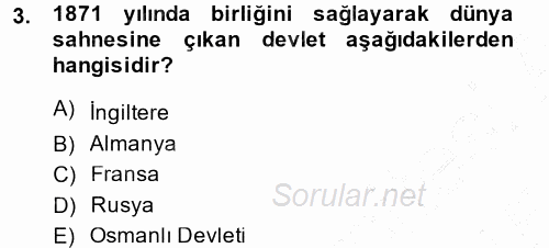 Diplomasi Tarihi 2014 - 2015 Ara Sınavı 3.Soru