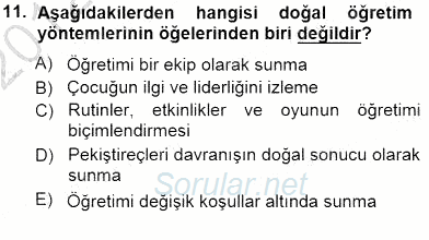 Davranış Ve Öğrenme Sorunu Olan Çocukların Eğitimi 2012 - 2013 Dönem Sonu Sınavı 11.Soru