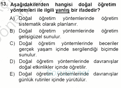Davranış Ve Öğrenme Sorunu Olan Çocukların Eğitimi 2012 - 2013 Dönem Sonu Sınavı 13.Soru