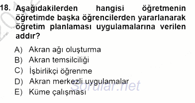 Davranış Ve Öğrenme Sorunu Olan Çocukların Eğitimi 2012 - 2013 Dönem Sonu Sınavı 18.Soru