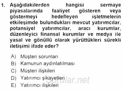 Yatırımcı İlişkileri Yönetimi 2015 - 2016 Ara Sınavı 1.Soru