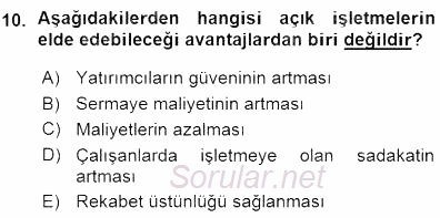 Yatırımcı İlişkileri Yönetimi 2015 - 2016 Ara Sınavı 10.Soru