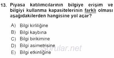 Yatırımcı İlişkileri Yönetimi 2015 - 2016 Ara Sınavı 13.Soru