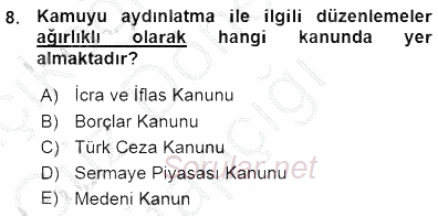Yatırımcı İlişkileri Yönetimi 2015 - 2016 Ara Sınavı 8.Soru