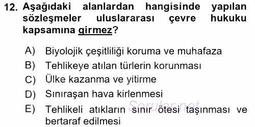 Uluslararası Hukuk 2 2015 - 2016 Ara Sınavı 12.Soru