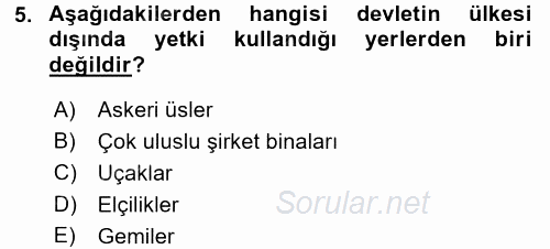 Uluslararası Hukuk 2 2015 - 2016 Ara Sınavı 5.Soru