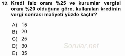 Proje Analizi ve Değerlendirme 2017 - 2018 Dönem Sonu Sınavı 12.Soru