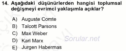 Yeni Toplumsal Hareketler 2016 - 2017 3 Ders Sınavı 14.Soru