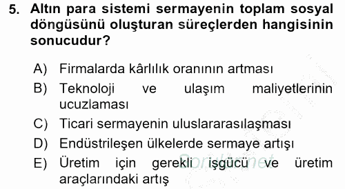 Yeni Toplumsal Hareketler 2016 - 2017 3 Ders Sınavı 5.Soru