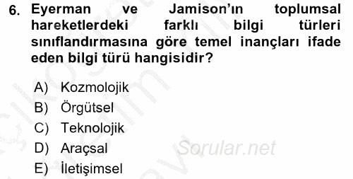 Yeni Toplumsal Hareketler 2016 - 2017 3 Ders Sınavı 6.Soru