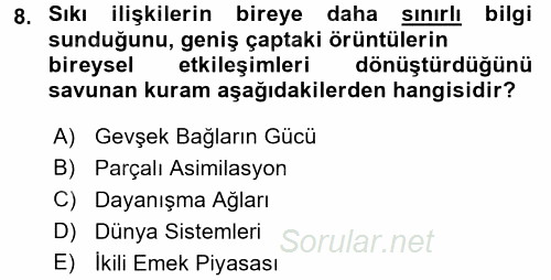 Yeni Toplumsal Hareketler 2016 - 2017 3 Ders Sınavı 8.Soru