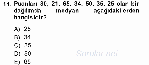 Ölçme Ve Değerlendirme 2014 - 2015 Dönem Sonu Sınavı 11.Soru