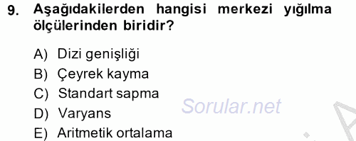 Ölçme Ve Değerlendirme 2014 - 2015 Dönem Sonu Sınavı 9.Soru