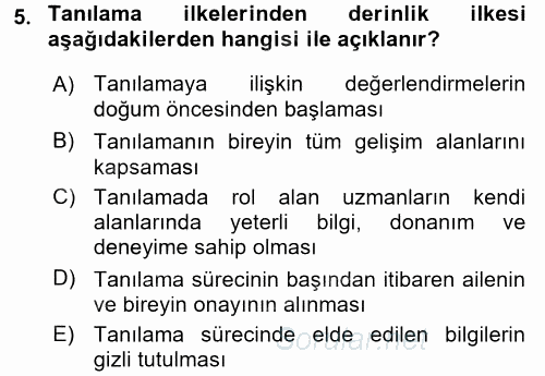 Çocuk Gelişimde Normal Ve Atipik Gelişim 2015 - 2016 Dönem Sonu Sınavı 5.Soru