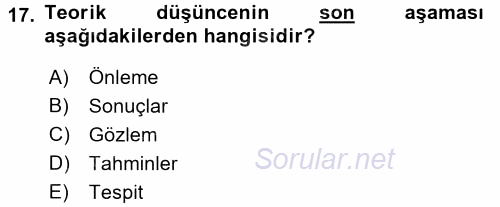 Kriminoloji 2017 - 2018 Ara Sınavı 17.Soru