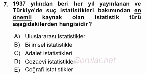 Kriminoloji 2017 - 2018 Ara Sınavı 7.Soru