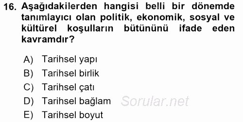 Turizm Sosyolojisi 2015 - 2016 Tek Ders Sınavı 16.Soru