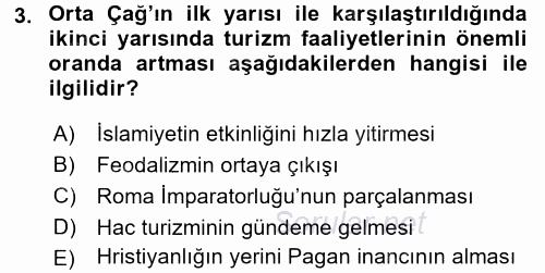 Turizm Sosyolojisi 2015 - 2016 Tek Ders Sınavı 3.Soru