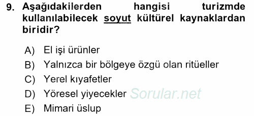 Turizm Sosyolojisi 2015 - 2016 Tek Ders Sınavı 9.Soru