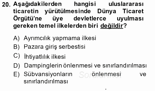 Uluslararası Hukuk 2 2013 - 2014 Tek Ders Sınavı 20.Soru