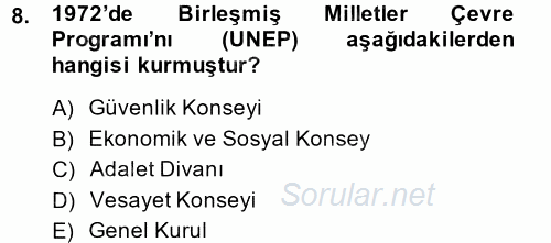 Uluslararası Hukuk 2 2013 - 2014 Tek Ders Sınavı 8.Soru